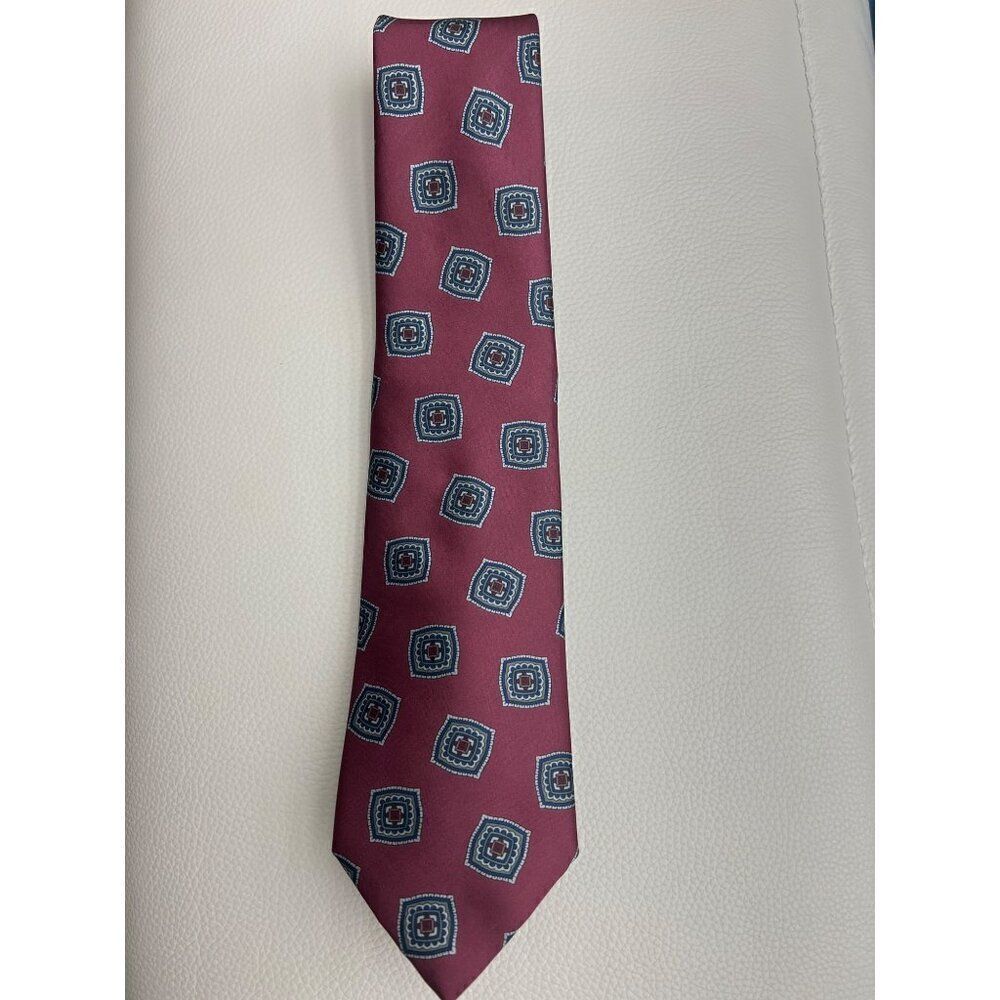 Town Crofts Men Burgundy Geometric Necktie